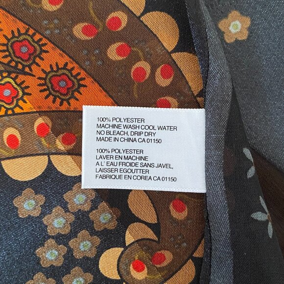 2/$20 π Careta Vintage Oldstock Sheer Scarf with Red and Orange Paisley Pattern - Picture 10 of 10